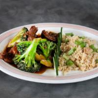 Beef With Broccoli · Comes with steamed rice.