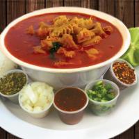 Menudo · A spicy beef belly soup. Some say it's the perfect cure for a hangover! Add oregano, onions,...
