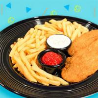 Kids' Chicken Strips · Includes Favoritos® soda and french fries.
