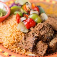Carne Asada Plate · Beef, pork or chicken with beans, rice tortillas, sour cream, guacamole and salsa fresca.