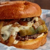 Philly Burger · Sliced beef, green peppers, onions, provolone and mayo. Made to order with fresh, never froz...