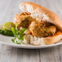 Vada Pav · Vegetarian appetizer made from the streets on india! Fried  potato topped with buns.