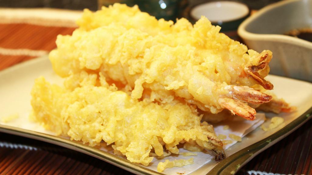 Shrimp Tempura (6) · Lightly battered shrimp served with tempura dipping sauce.