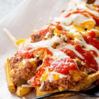 Loaded Nacho Fries: Chicken And Cheese · Fries with chicken,cheese,ketchup,Mayo. (Yaroa Dominicana)
