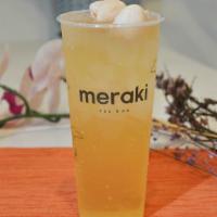 Lychee Oolong Tea · Oolong tea with lychee syrup and our simple syrup.