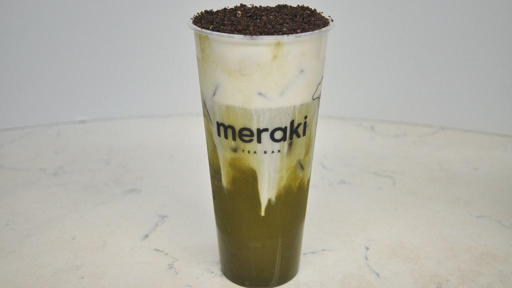 Potted Matcha Cloud Foam · Matcha tea topped off with our homemade cloud foam and oreo crumbles.