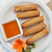 Egg Roll · Deep fried & filled with ground pork, glass noodles & veggies. Served with our Thai sweet & ...