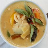Pumpkin Curry (Gluten-Free) · Bell peppers, onions, bamboo, Thai basil, and sweet Asian pumpkin. Your choice of chicken, b...