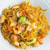 Shrimp Yakisoba · Stir fried noodle and veggies with shrimp.