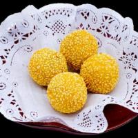 Sesame Balls · (4) Deep fried sticky rice balls filled with red bean paste.