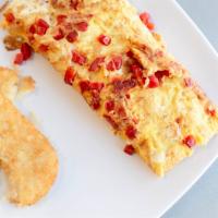 Southwestern · Eggs, red peppers, hashbrown inside, salsa, pepperjack cheese