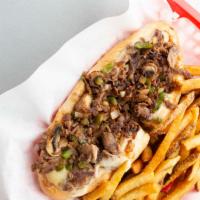 Philly Cheesesteak · Philly steak meat, onions, mushrooms, green peppers and provolone cheese