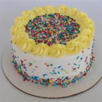 Confetti Froyo Cake · Cue the Confetti! Not only is this cake covered in delicious sprinkles, but the inside is a ...