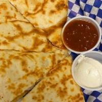 Quesadilla · Cheese quesadilla served with salsa and sour cream.