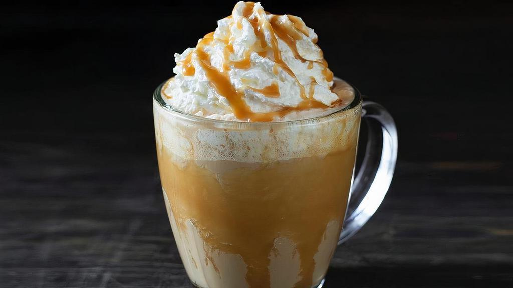 Caramel Dulce · Satellite core espresso, steamed milk, and real caramel, topped with fresh whipped cream.