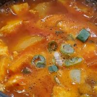 Kimchi Jigae Combo · Kimchi soup, rice, broccoli, Eomuk