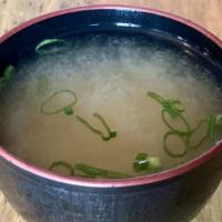 Asari Miso Soup · Manila clams, spinach, scallion & enoki mushroom