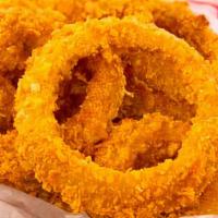 Onion Rings · Battered and deep fried onion rings.