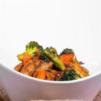 Chicken Teriyaki Bowl · Pan fried chicken with broccoli and carrots all cooked in homemade teriyaki sauce served wit...