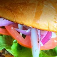 Beyond Burger · Vegetarian. We serve an all vegetarian Beyond burger patty with cheddar cheese, lettuce, tom...