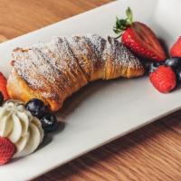 Buddy’S Lobster Tail · Custard cream, flaky pastry shell, and fresh fruit.