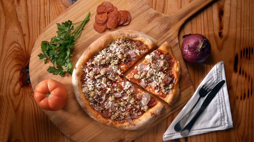 Meat Lovers Pizza (Medium - 6 Slices) · Pepperoni, mushroom, ham, meatballs and extra cheese.