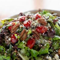 Insalata Mista · Mixed greens, grape tomatoes, pecans, crumbled gorgonzola, balsamic vinaigrette, balsamic re...