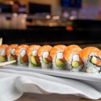 Philly Roll · Salmon, avocado, and cream cheese wrapped with salmon.
