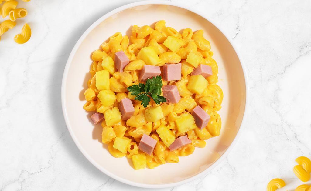 The Hawaiian Force Awakens (Mac) · Pineapple and ham cooked in a blend of creamy cheese with your choice of mac