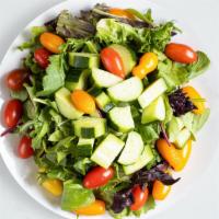 Gushing On Garden Salad · (Vegetarian) Romaine lettuce, cherry tomatoes, carrots, and onions dressed tossed with lemon...