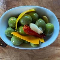 Marinated Olives · • Confit Garlic. • Chili. •Citrus . •Thyme