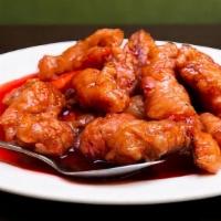 Sweet & Sour Chicken · Battered chicken, red bell pepper, onion, and house-made sweet and sour sauce.