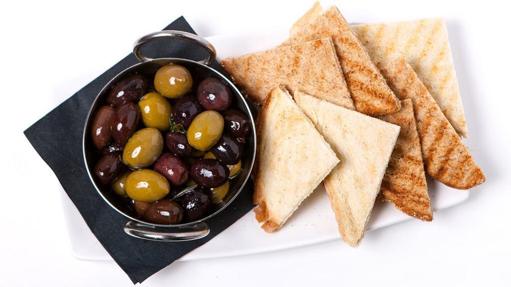 Artisan Olives With Pita · House marinated olives and pita