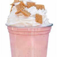 Berry Delicious Shake · Vanilla Ice Cream, Golden Grahams, Strawberries, Milk. Topped with Whipped Cream, and Golden...