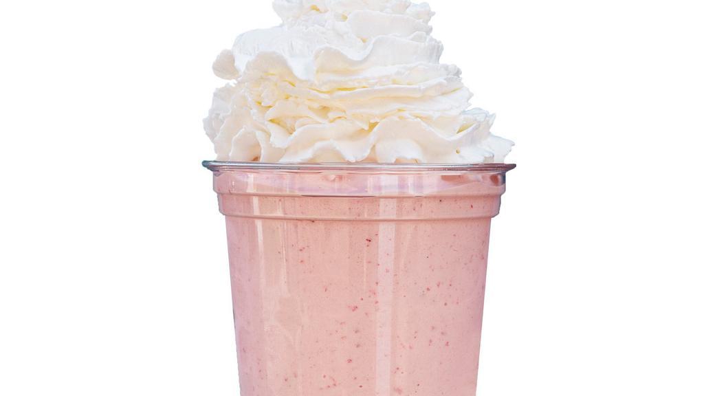 Strawberry Shake  · Vanilla Ice Cream, Strawberries, Milk. Topped with Whipped Cream.