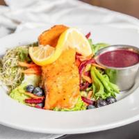 Mango Salmon · Goat cheese, avocado, berries, blueberry vinaigrette.
Consuming raw or undercooked meats, po...