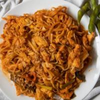Pad Thai · Gluten-Free. Thai rice noodles wok-fried in tamarind-based sauce with egg, bean sprouts, gre...