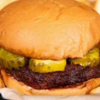 Nashville Hot Chicken Sandwich · Breaded chicken breast smothered in Nashville hot sauce and topped with sweet pickles on an ...
