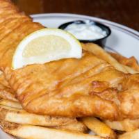 Ale House Walleye & Chips · Beer-battered walleye served with a half-pound of pub fries and a side of tartar sauce.