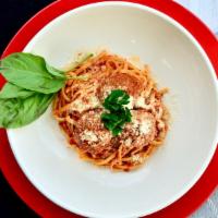 Linguine & Meatballs · Linguine Pasta, 3 House-made Beef Meatballs, Marinara Sauce, Parmesan.