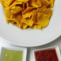 Chips & Salsa (1/2 Order) *Gf · Tortilla Chips House Red Salsa and House Salsa Verde