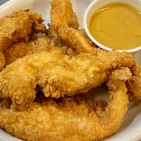 Chicken Strips · House Brined Chicken Breast, Sliced, Breaded, and Deep Fried