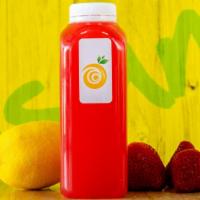 Strawberry Lemonade 12Oz · Purred clancy strawberries infused with meyer lemons sweetened with granulated sugars.