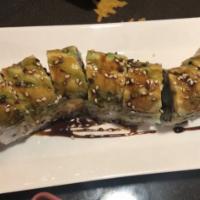 Caterpillar Roll · Unagi, cucumber, avocado with eel sauce