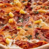 Pineapple Express Pizza · Canadian Bacon, Pineapple, Calabrian Chili + Chives