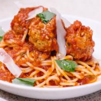 Spaghetti & Meatballs · House Meatballs, Pomodoro, Parmesan + Basil