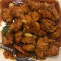 Sweet And Sour Chicken · Deep-fried breaded chicken with onion, bell pepper, pineapple in sweet and sour sauce.