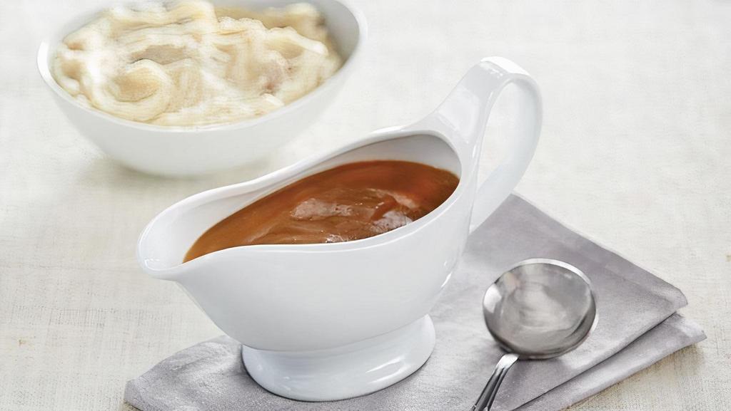 Turkey Gravy · Whether you are celebrating a romantic evening, a holiday or some other type of festive occasion, the one thing that your meal should not be without is our HoneyBaked Roasted Turkey Gravy. With a rich oven-roasted taste it pairs well with everything! Side arrives frozen. Just Heat and Serve.