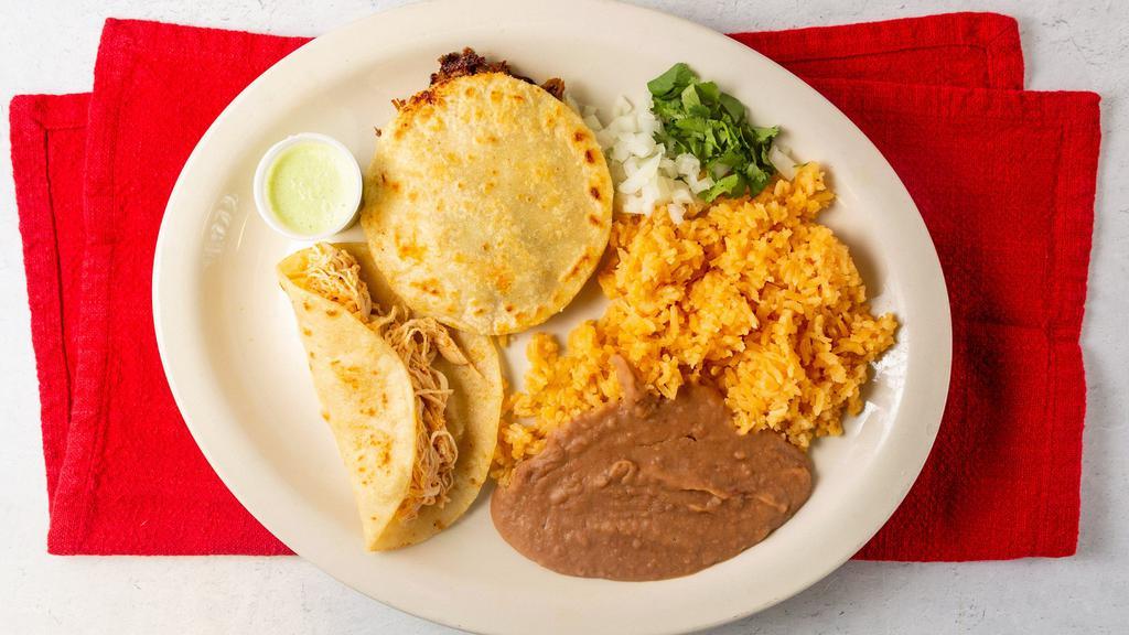 2 Tacos And 1 Gordita · Include rice and beans.