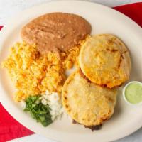 2 Gorditas · Include rice and beans.
